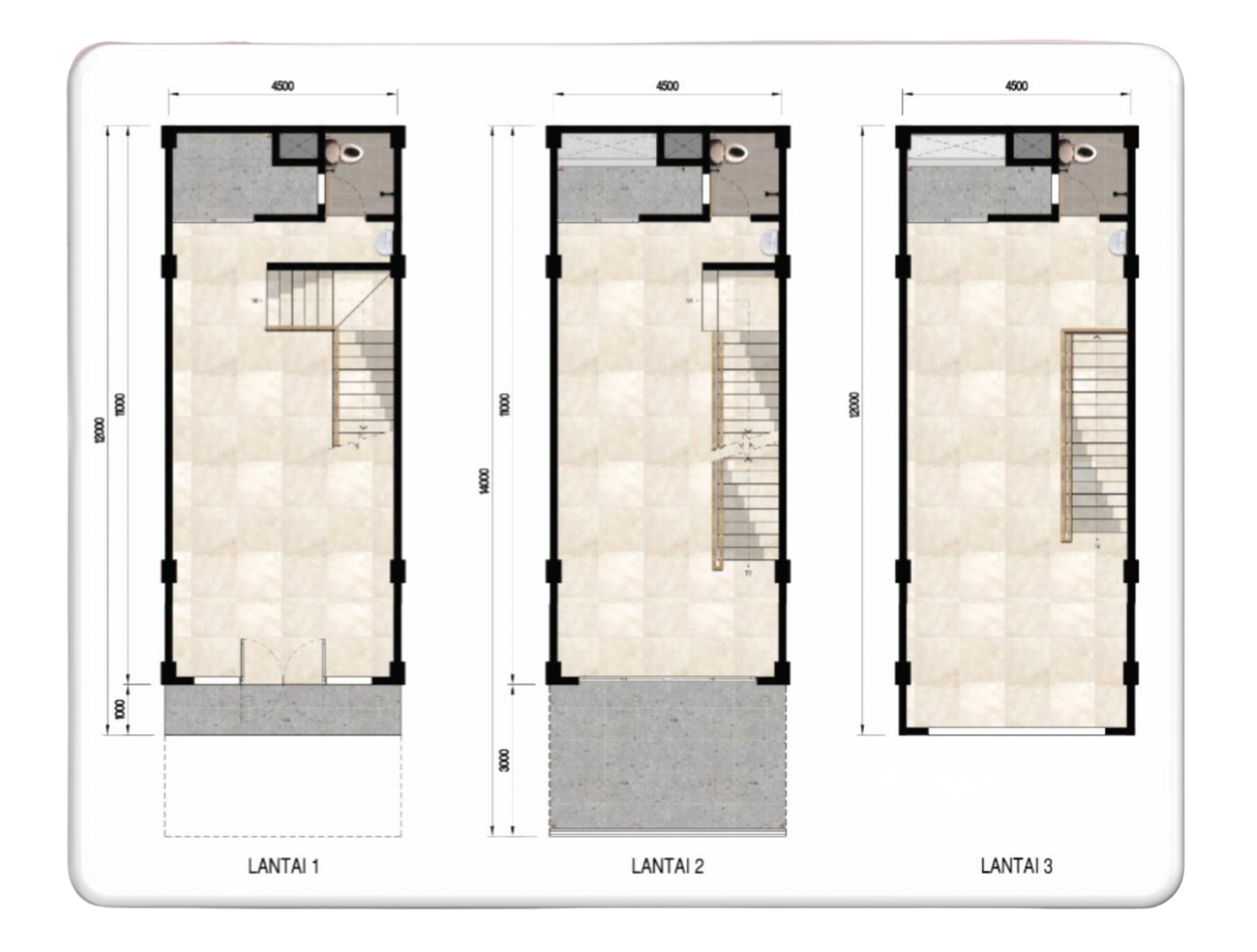 Layout tipe 4,5x12 dan 4,5x13 Korean Town